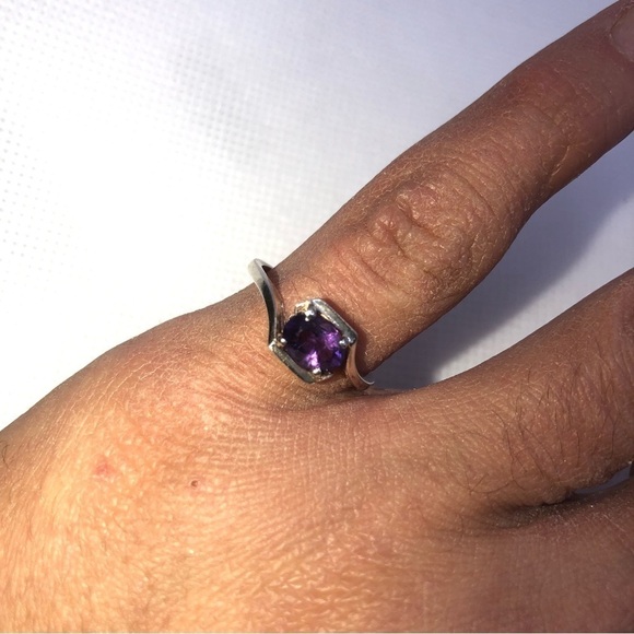 vintage Sterling Silver Purple Cz Ring Sz 6 - Picture 7 of 8